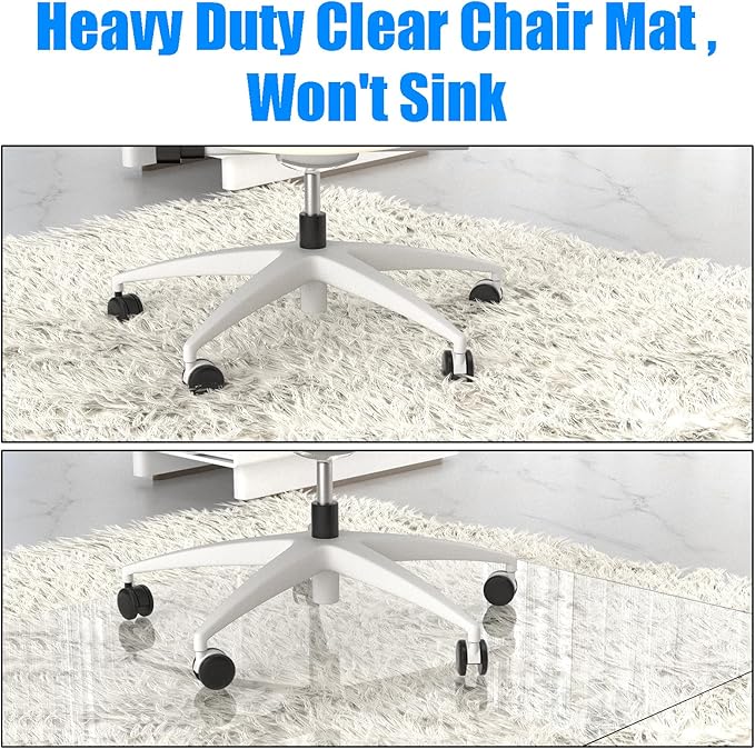 Placoot 48" x 36" Office Chair Mat for Carpeted Floors, 10 pounds Heavy Duty Crystal Clear Desk Chair Mat, Can be Used on Carpet or Hard Floor