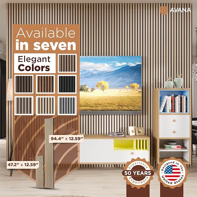 Avana Acoustic Wood Wall Panels – 47.2 X 12.6 White Oak Acoustic Panels 2 PCs – Modern Wall Panels For Interior Wall Decor For Homes, Offices, Studios – Sturdy And Durable Wood Panels For Wall