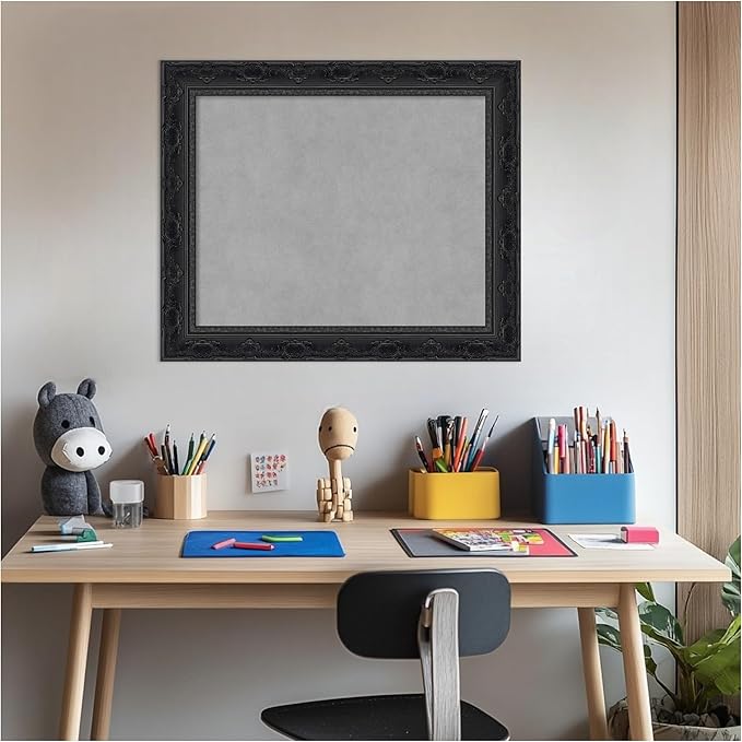 Amanti Art Black Framed Magnetic Board 20x24 Small Vision Board for use with Magnets, 100% Metal Sheet to Display Items as Office Decor or for Home Organization in mudroom, Kitchen or Kids Room