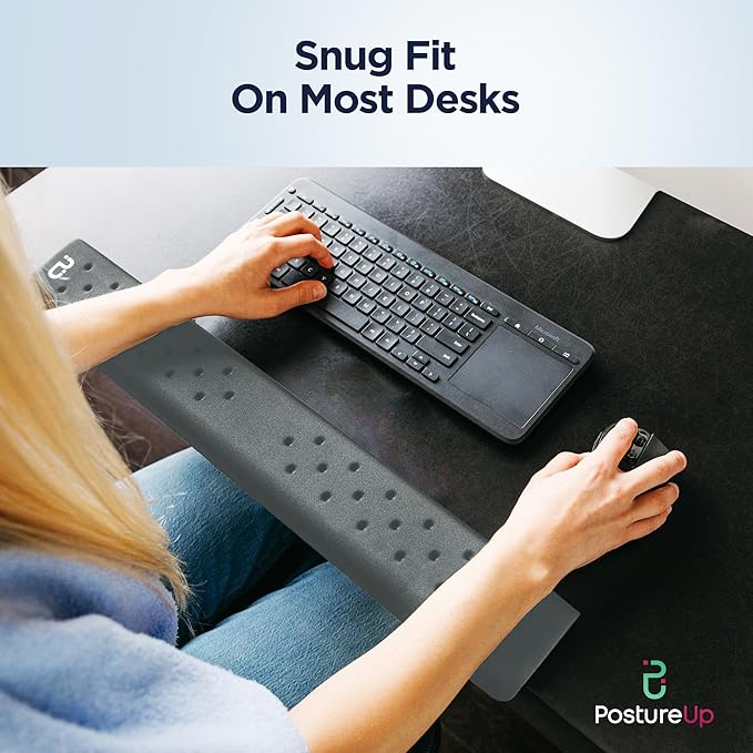 EdgeRest PostureUp L-Shaped Memory Foam Wrist Rest, Ergonomic Elbow and Forearm Support for Desk, Non-Slip Universal Fit, Light Gray