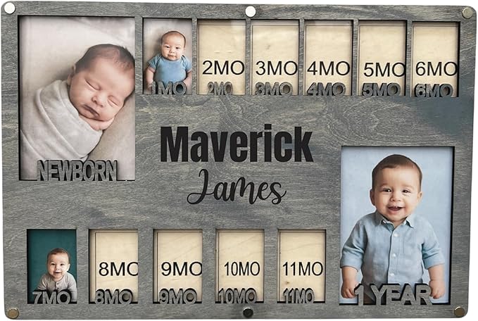 Newborn picture frame, Baby picture sign, Baby keepsake wall decor, Nursery picture frame, Gift for new mom, 1 year old photo album (Newborn 3.0)