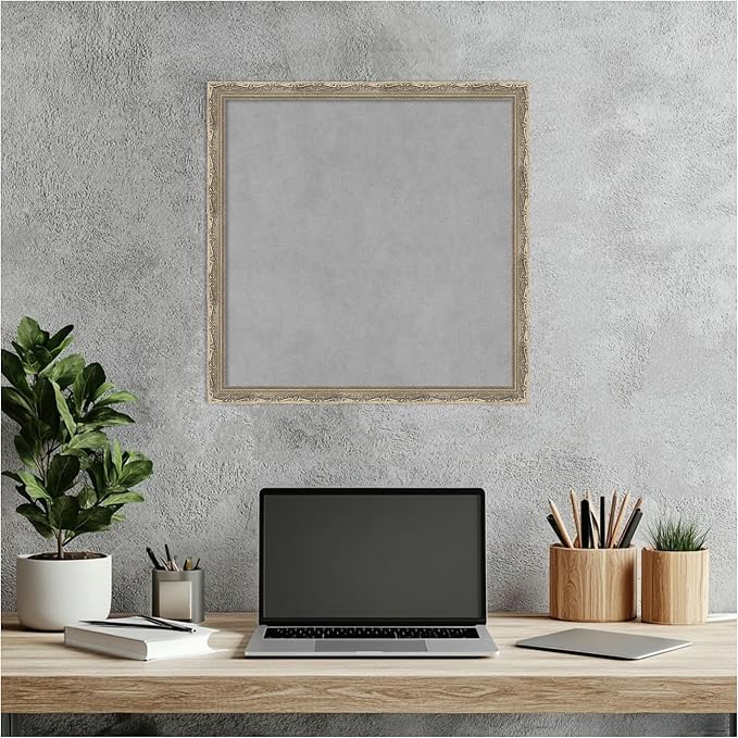 Amanti Art Silver Framed Magnetic Board 18x18 Small Vision Board for use with Magnets, 100% Metal Sheet to Display Items as Office Decor or for Home Organization in mudroom, Kitchen or Kids Room
