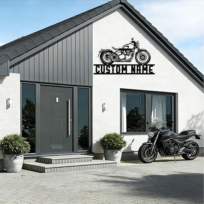 Custom Motorcycle Metal Sign Personalized Biker Name Sign Motorcycle Wall Art Motorbike Signs Garage/Man Cave Decor Gift for Bikers Men Husband