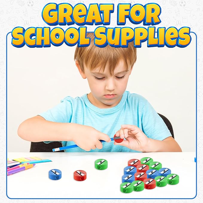 Bedwina Pencil Sharpeners in Bulk - 144 Pack Pocket Sized Mini Handheld Colored Pencil Sharpener Manual for Kids, Plastic and Colorful for Party Favors, Goodie Bags, Classroom Prizes, School Supplies