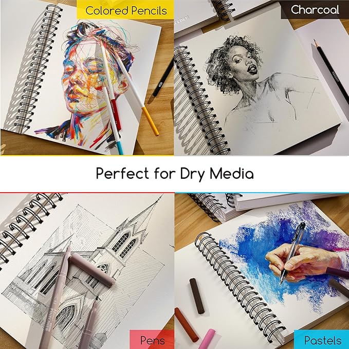 MEEDEN 8"x10" Sketchbook Paper Pad: 122lb/180gsm Spiral Bound Art Sketch Book with DIY Cover for Artists Adults - 60 Sheets Heavy Weight Hardcover Sketch Drawing Paper for Painting Sketching Writing