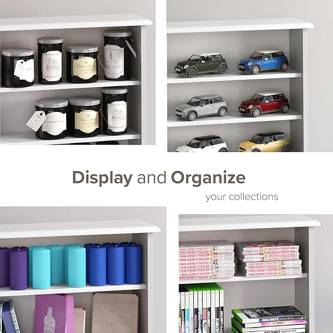 Prepac 2 Column Display Cabinet, White and Tall Storage Cabinet with 14 Adjustable Shelves for DVD Storage, 8.75" D x 38.75" W x 51" H, WMA-0640