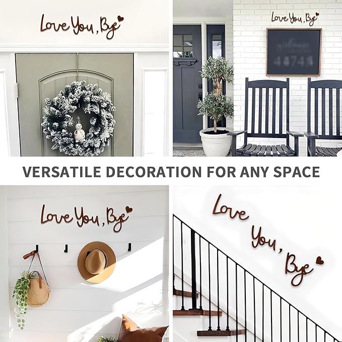 Home Decor Brown Love You Bye Wood Sign Boho Decor Wall Decor Express Love and Warm for Your Family Lover Living Room Farmhouse Wall Art Housewarming Gift Hallway Entryway Above Door Topper Decoration