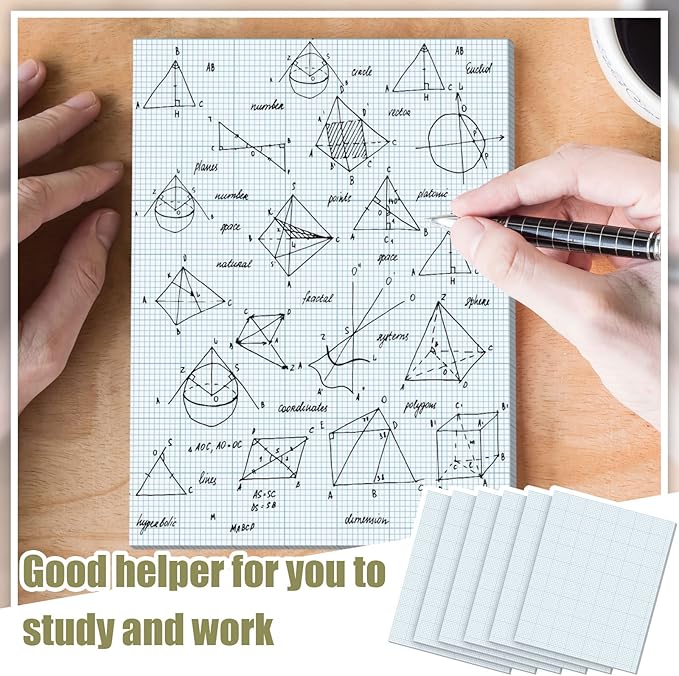 Ctosree 6 Pcs 8.5 x 11 Quadrille Pads 10 Squares Per Graph Paper Pad Back to School Engineer Grid Paper Pad for School Supplies 50 Sheets/Pack