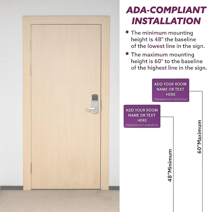 ADA CENTRAL SIGNS - 9" X6" Personalized Custom Sign - ADA Compliant Tactile Graphics Grade 2 Braille Text Acrylic Wall Signs - Add Your Room Name Text Sign for Home School Office Business Workplace