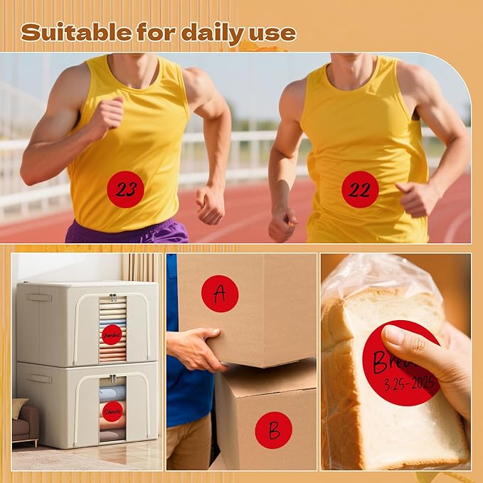 3 Inch Round Color Coding Labels (500 per Roll) - Colored Dot Stickers Round Labels for Inventory, Warehouse, Office Organizing - Red Circle Stickers