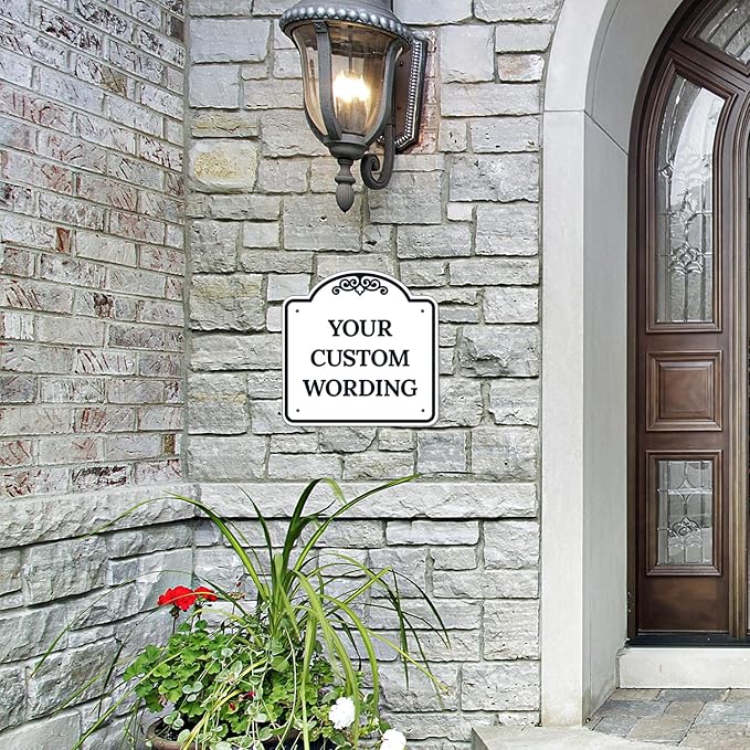 Custom Decorative Sign, Personalized Metal Sign for Business, Driveway, Home, Airbnb, Office Door Plaque,Black Border Sign, 12x12 Inches, ACM, Fade Resistant, Made in USA by Sigo Signs