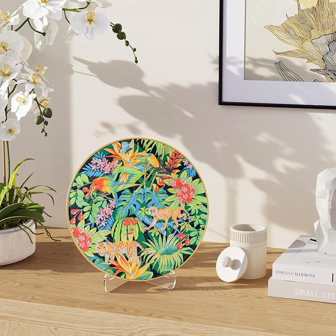 Dooiclear 5 Pack Acrylic Display Stand, Plate Stand for Display, Clear Easel Stand, Display Holder for Card, Frame, Picture, Magazine, Book, CD, Phone (Large/ 4.5 Inch)