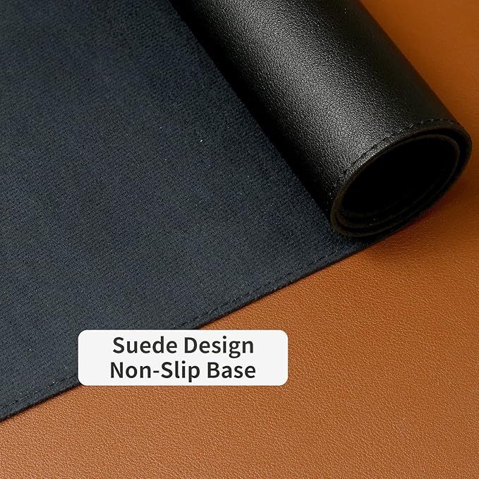 Leather Desk Pad,Wolaile 36x17 inch Large Mouse Pad,Waterproof Non-Slip Writing Desk Blotter,Computer Mat Desktop Protector for Office Home,Black
