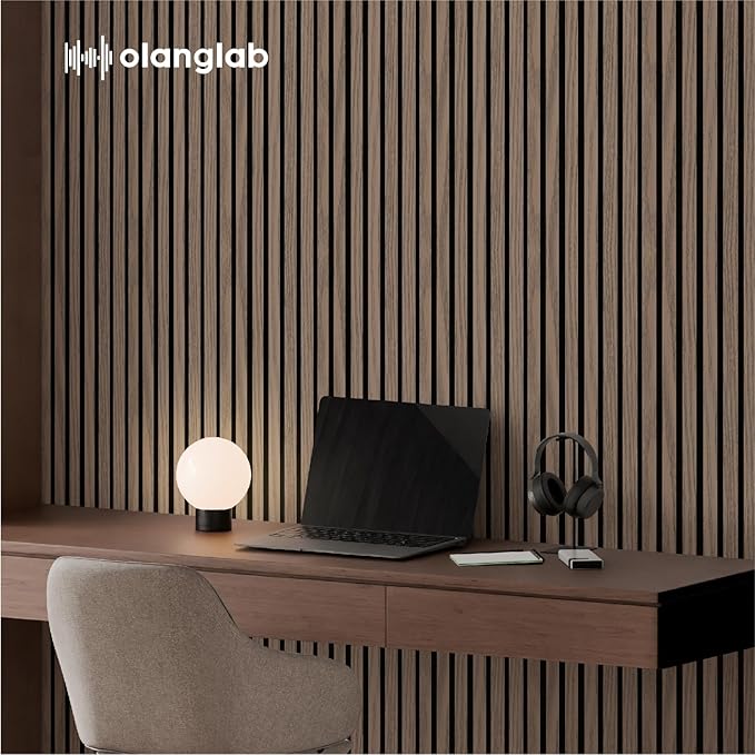 Olanglab Wood Slat Wall Panels, Wooden Acoustic Wall Panels, 94.5"x12.6" Each 3D Wall Panels for Interior Wall Decor, 4 Pack in Total 94.5"x50.4" (Dark Walnut)