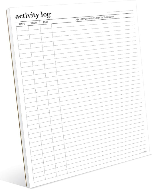 Activity Log Notepad 11x8,5 - Organize and Track Tasks, Appointments, Contacts, Records - Premium Thick Paper - Letter Size - 50 Sheets -Hard Cardboard Back Stand - To Do List Notepad for Work, Daily