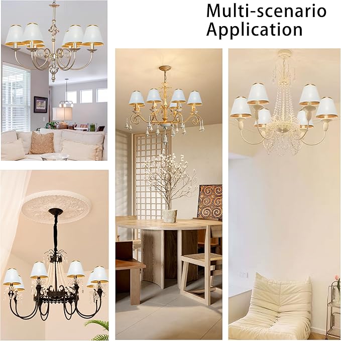 TAaMTYH small lamp shade chandelier shades set of 6，Fabric Lampshade for Wall Lamp，chandelier shades，small tadle lamps，For Cutting Edge bulbs, Clip-on Fitter Lampshade，3" X 6" X 5"