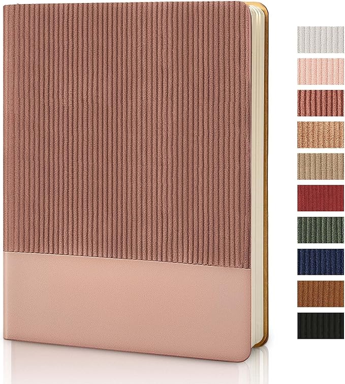 TSFPapier Lined Journal Notebook for Work College Ruled Note Book 7.2"x9.6" B5 PU Leather Daily Journaling 160 Pages for Women Men Writing Home School Supplies Business (Dark Pink)