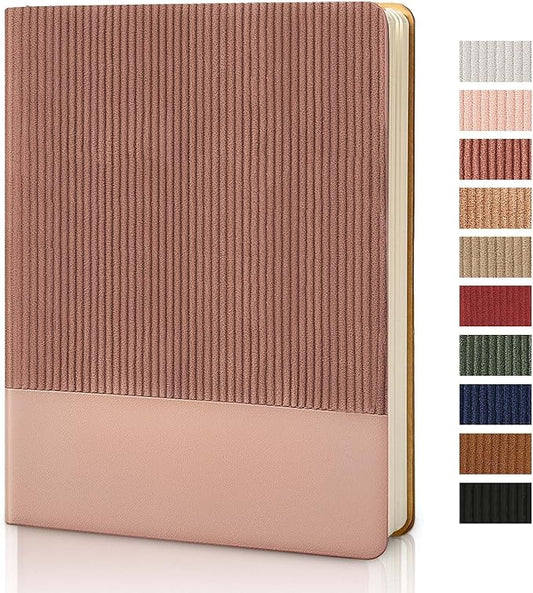 TSFPapier Lined Journal Notebook for Work College Ruled Note Book 7.2"x9.6" B5 PU Leather Daily Journaling 160 Pages for Women Men Writing Home School Supplies Business (Dark Pink)
