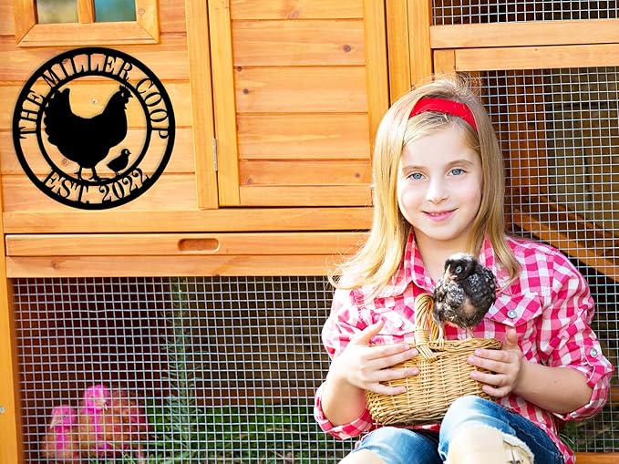 Chicken Coop Signs, Chicken Coop Decor, Chicken Coop Accessories, Custom Farm Sign, Personalized Fluffy Butt Hut Chicken Sign,Funny Signs for Chicken Coops, Chicken Metal Signs for Coop Funny Outdoor