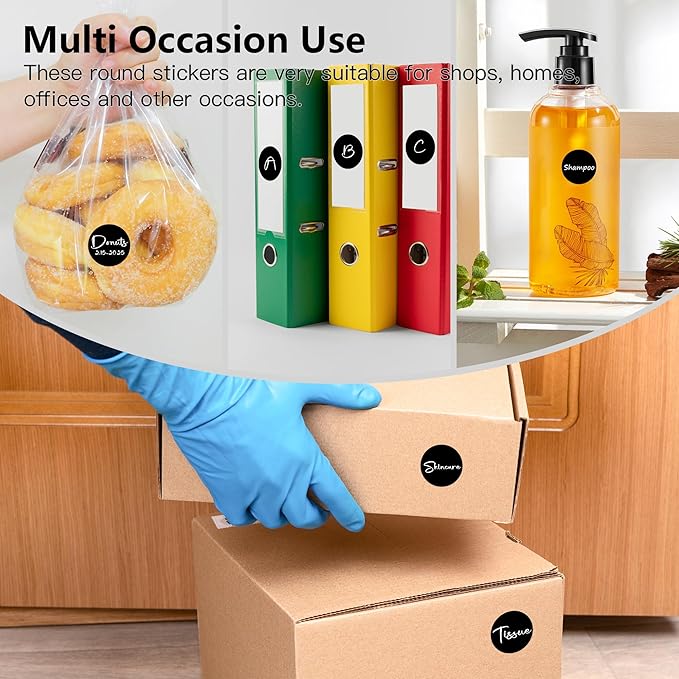 Black 1 Inch Round Color Coding Labels with 4000 Dots, 4 Rolls - Bright Color Dot Stickers for File Folders, Inventory System - Highly Visible