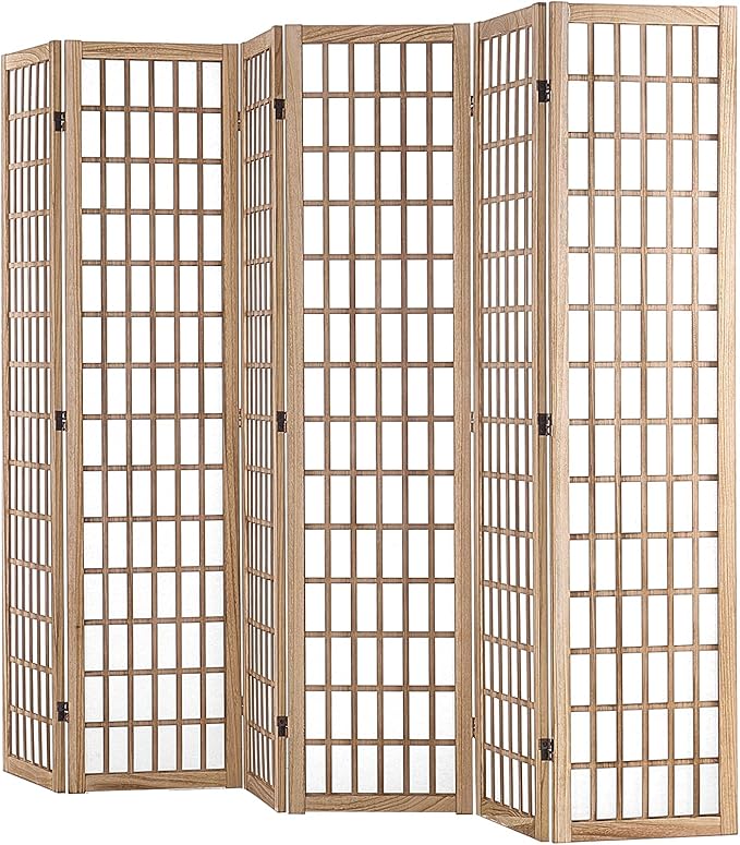 VEVOR Room Divider, 6 Panel Japanese Room Divider, Wood Folding Privacy Screen Indoor, Partition Dividers Portable Decoration Screens, for Room Separation Home Office Restaurant & Bedroom(Natural)
