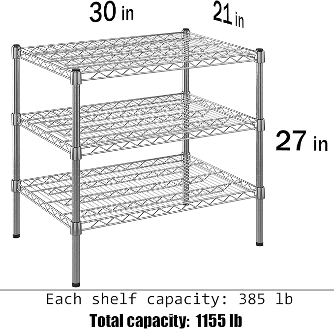 Regal Altair 21" Deep x 30" Wide x 27" Height Wire Shelving Kit | 3-Tier | NSF Commercial Storage Rack Unit
