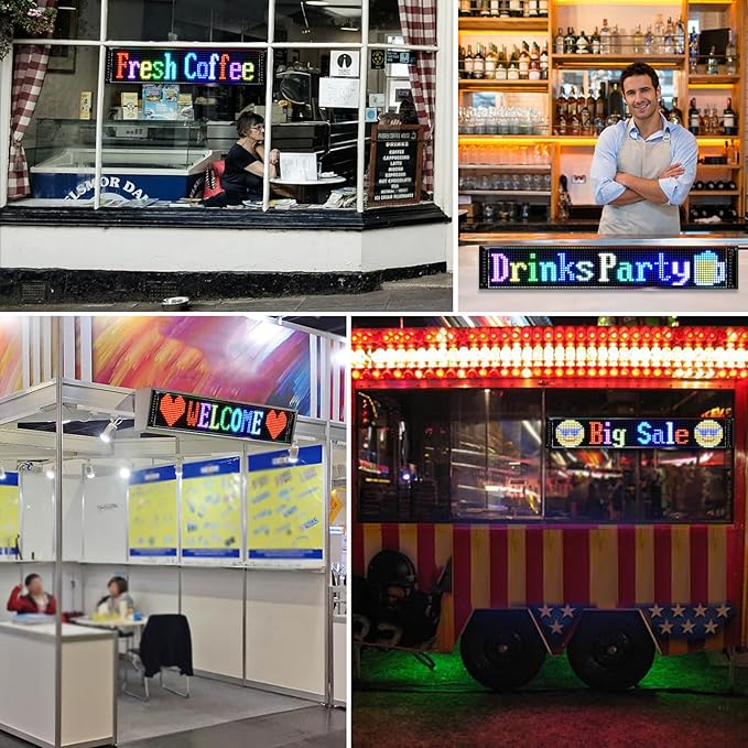 Programmable LED Signs,Flexible Scrolling LED Display,Bluetooth APP Control,Edit Text, Graffiti,Animations,for Car,Bar,Store (23"x 5")