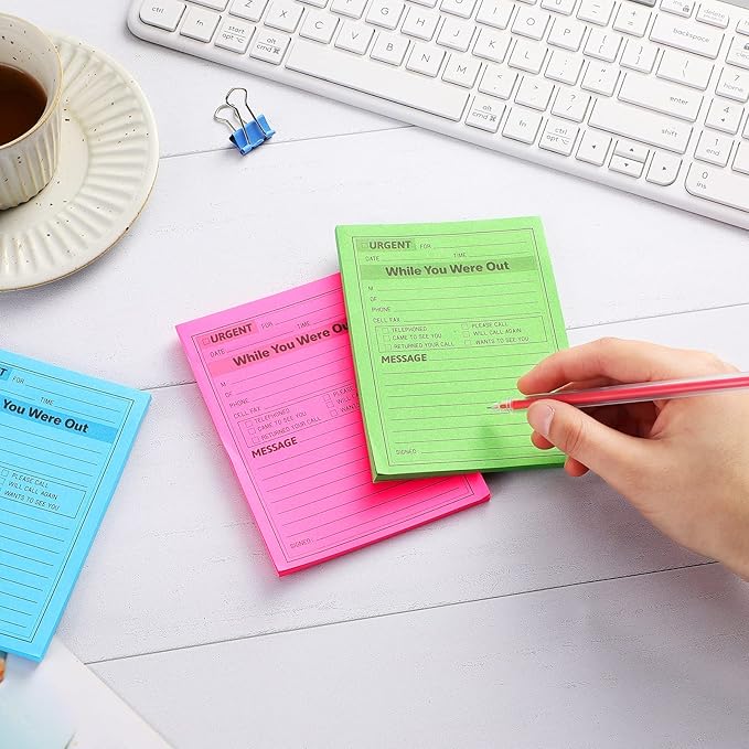 Eaasty 9 Pieces While You were Out Pads 4 x 5 Inches Assorted Colors Sticky Notes Adhesive Message Pads Urgent Notes for Work Call, Office Supplies, 40 Sheets/Pad (Fluorescent Colors)