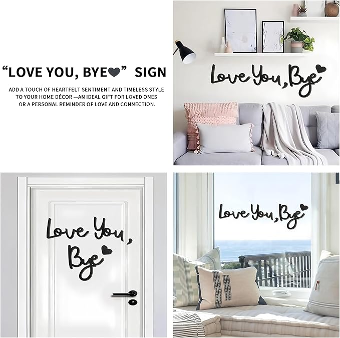 Large Love You Bye Wood Sign Home Decor,Above Door Topper Decoration,Boho Decor for Window Wall Express Love and Warm for Your Family Lovers,Wall Art Gift Hallway Entryway Decorations for House Office