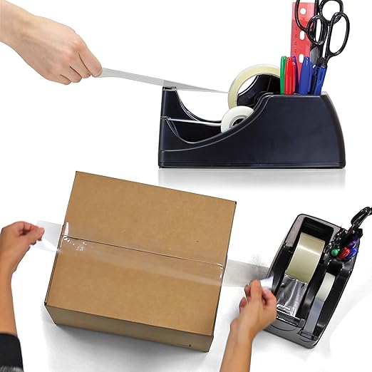 Officemate Heavy Duty Weighted 2-in-1 Tape Dispenser, Recycled,Black (96660)