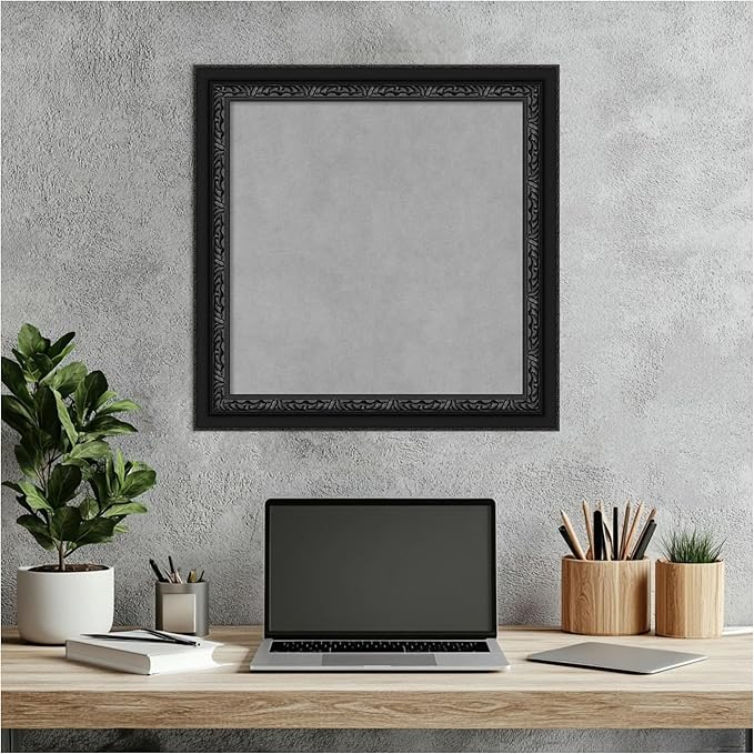 Amanti Art Black Framed Magnetic Board 20x20 Small Vision Board for use with Magnets, 100% Metal Sheet to Display Items as Office Decor or for Home Organization in mudroom, Kitchen or Kids Room