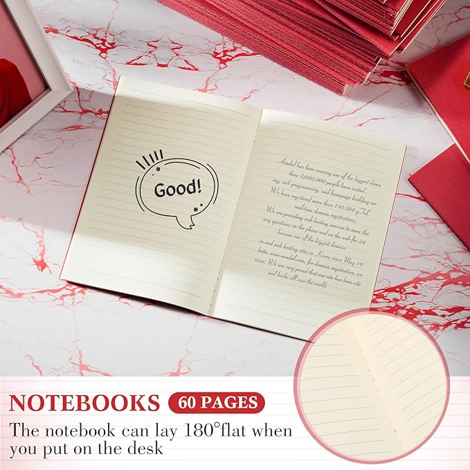 Mimorou 100 Pcs Journals Notebooks Bulk - Kraft Softcover A5 Small Notebooks 5.5 Inch x 8.3 Inch Notepads with 60 Page 30 Sheet for Writing Sketch Travel Office Supplies(Red,Lined)