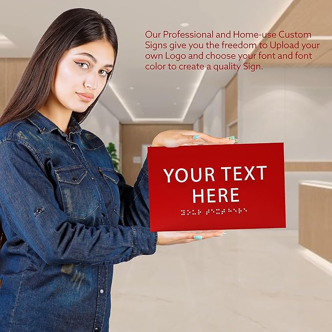 ADA CENTRAL SIGNS - 6" X4" Personalized Custom Sign- Tactile Graphics Grade 2 Braille Text | ADA Compliant Wall Mount Plastic Signs For Schools, Offices, Businesses, Apartments & Restaurants