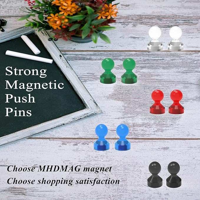 MHDMAG Magnetic Push Pins Powerful Push Pin Magnets for Fridge Whiteboards Calendars Maps in School & Office Pack of 32,Red