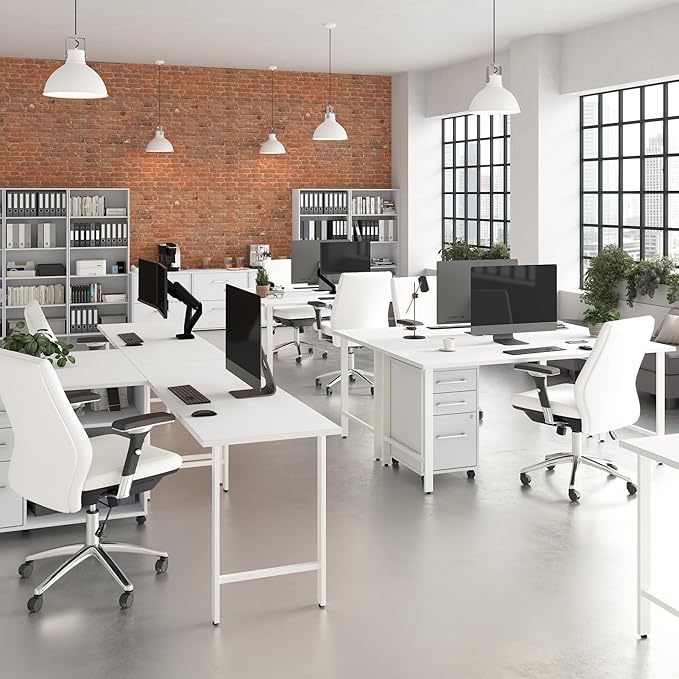 Bush Business Furniture Hustle 72W x 30D Computer Desk and Storage Cabinet with Drawers and Shelves in White/White, Modular Office Table for Home and Professional Workspace