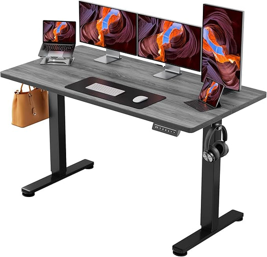 ErGear Height Adjustable Electric Standing Desk, 63 x 28 Inches Large Sit Stand up Desk, Large Memory Computer Home Office Desk with Two-Piece Desktop (Grey)