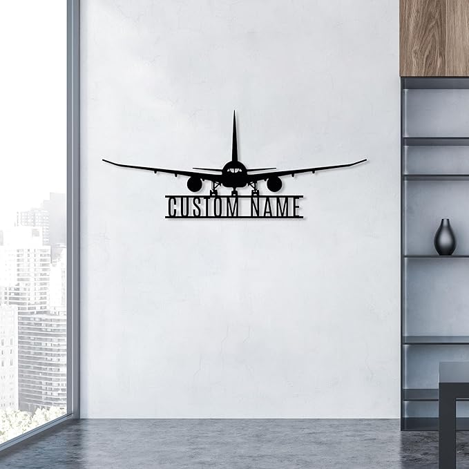 Personalized Metal Airplane Wall Art, Airplane Name Sign, Customized Pilot Name Sign, Airplane Hangar Sign Decor, Aviation Home Office Decor, Large Outdoor Decor, Pilot Gifts, Aircraft Lovers Gift