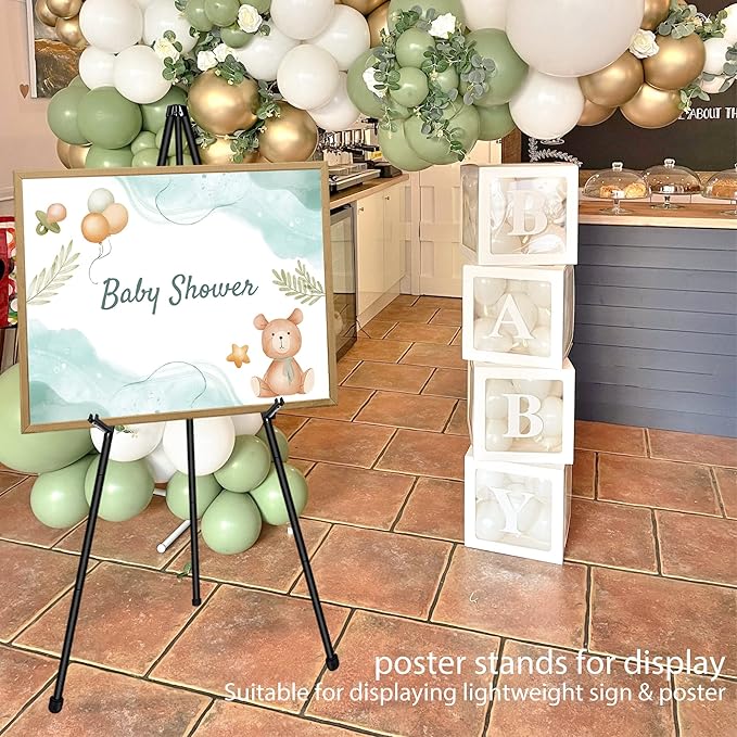 VAIIGO 63" Display Easel Stand - 2Packs Art Easels for Wedding Sign Poster Stand Folding Floor Adjustable Metal Black Easel Instant Tripod Easel for Painting Wedding Welcome Sign Stand