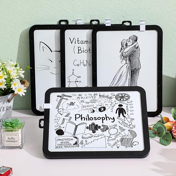 Outus 10 Pcs Dry Erase Mini White Boards Bulk 8.5 x 11'' Small Magnetic Whiteboard Double Sided Colored Writing Boards for Kids Students Locker Fridge(Black)