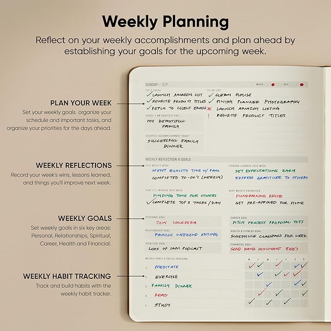 Dated, 2026 Planner, 8.5" x 11" - The Productivity Planner to Achieve Your 2026 Goals - Planner 2026-2027 by PRODUCTIVITY STORE (A4, BROWN)