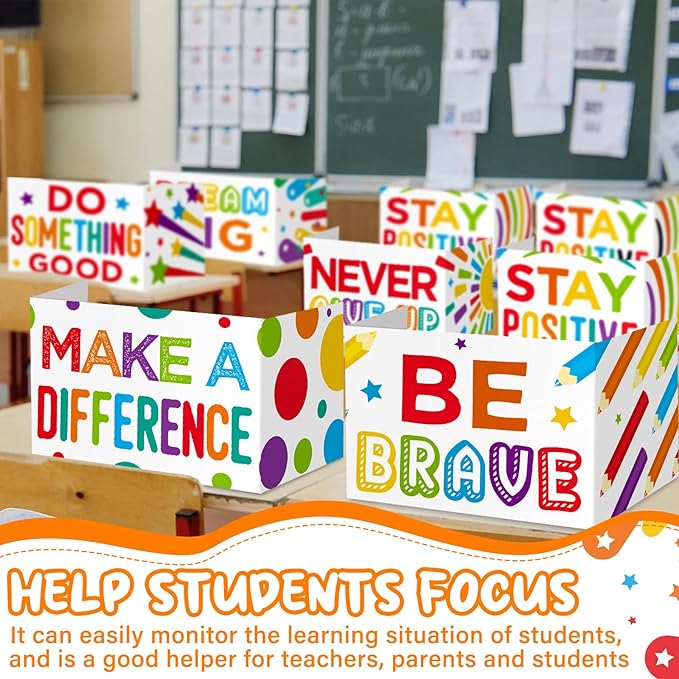 Honoson 24 Pcs Bulk Inspirational Privacy Folders for Students Cardboard Test Privacy Boards Motivational Words Desk Dividers Shield for Classroom School Study Supplies, 6 Styles (Gorgeous)