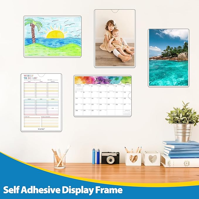 20 Pack Wall Sign Holder 8.5x11 Magnetic Plastic Sign Holder with Magnetic and Adhesive Tapes, Adhesive Clear Display Sign Frame for Fridge, Metal, Wall, Door, Document Protectors Holders