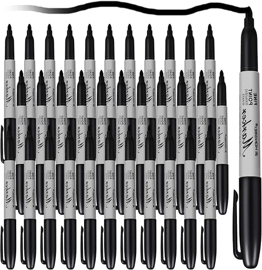 Thenshop 60 Pack Black Permanent Markers Bulk - Fine Point Permanent Marker Quick Drying Waterproof Pens for Doodling Writing Marking Classroom Work on Wood Metal Stone Glass, Office School Supplies