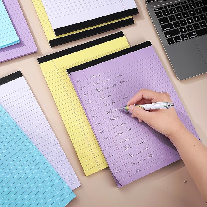Thboxes 8 Packs Small Note Pads 5x8, Color Legal Pad 5x8 College Ruled Small Legal Pad Perforated Lined Writing Pads for Home, Study, Office, To-Do Lists, 50 Sheet/notepad, Multicolor