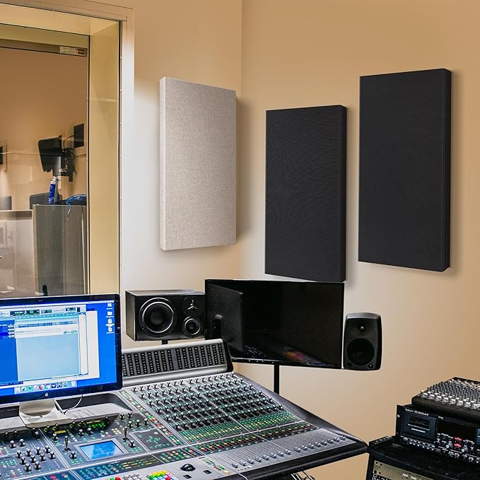23.62" X 11.81" X 2" Fiberglass Wall Panel, 4 Pack Acoustic Panels, Acoustic Panels Sound Absorbing for Office, Studio, Home Theatre - Black