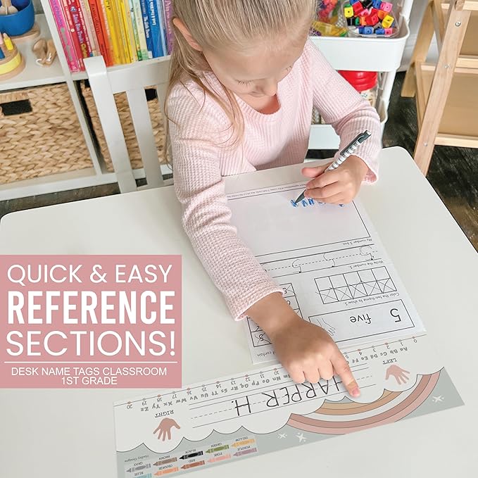 Desk Name Tags for Classroom – 36 Student Name Plates for Classroom Kindergarten, Preschool, 1st, 2nd & 3rd Grade, 14.5 x 4in Teacher Nameplates for Student Desks, Boho Nametags