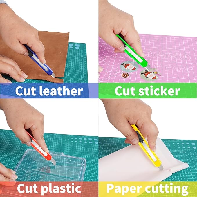 DIYSLEF Knife 16-Pack Box Cutter Retractable, Box Knife Perfect for Home, Office Use, Small 9mm Snap-off Blades Utility Knife for Cardboard, Cartons, Disposable Box Cutters Bulk for Work