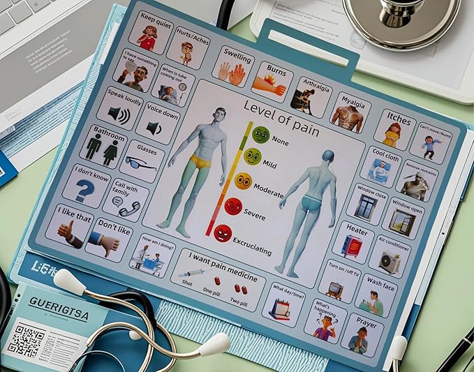 4 Pcs 15''x 11''Nonverbal Communication Board,for Patient、Stroke Therapy Equipment for Adults、AAC Device for Autism、Communication Board for Nonverbal People