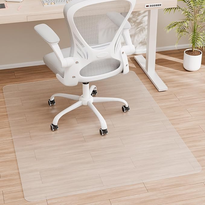 HOMEK Office Chair Mat for Hardwood Floor, 58" x 44" Clear Computer/Desk Chair Mat for Hard Floor, Thicker, Easy Glide, Non-Slip, Protects Hard Surfaces from Scratches, Ideal for Home or Office