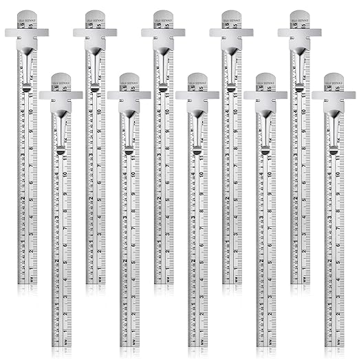 10 Pieces 6 Inch 15 cm Pocket Ruler Flexible Precision Stainless Steel Ruler with Detachable Clips Stainless Steel Pocket Clip Scale Gauge Metric British System